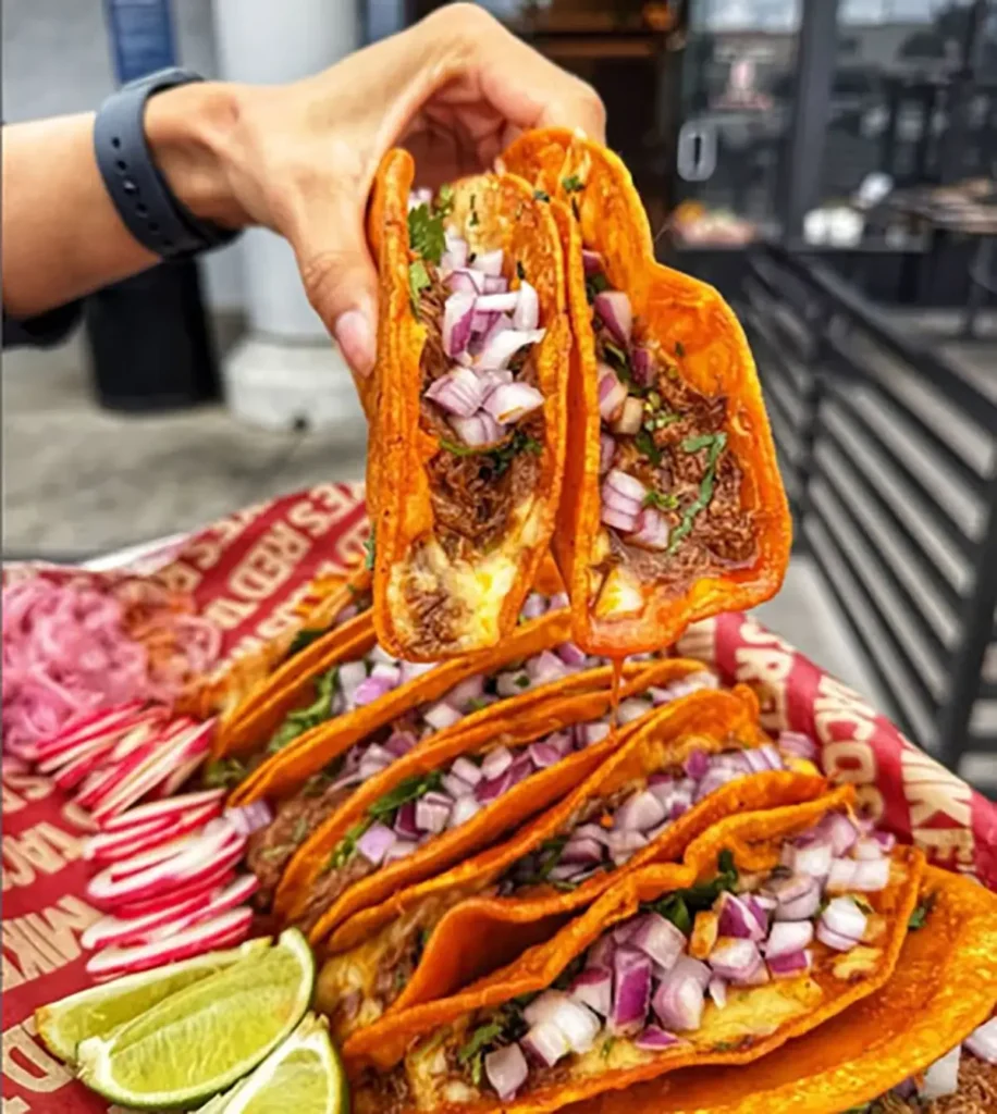 closeup of mike's red tacos